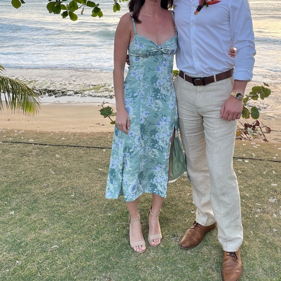 Abercrombie and Fitch Green Floral Midi Dress XXSP - Picture 2 of 2